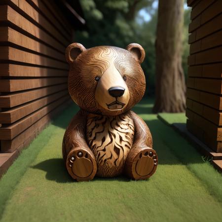 00752-2120862496-a (woodcarvingcd, shiny_1.2) bear, simple toy, toy model, sitting on lawn, (solo_1.2), , no humans, high quality, masterpiece, r.png